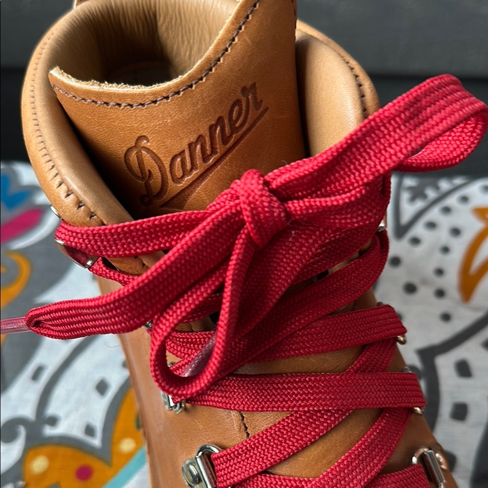 Danner Tan Leather Lace-Up Boots with Red Laces - Picture 3 of 5